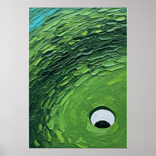 Abstract golfgroen getextureerde impasto-schilderi poster