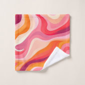 Abstract golfpatroon retro monogram naam bad handdoek (Wasdoekje)