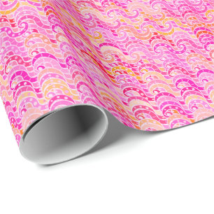 Abstract golfpatroon - roze, sinaasappel en cadeaupapier