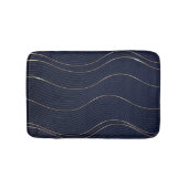 Abstract golvend blauw goud lijnen patroon badmat (Voorkant)
