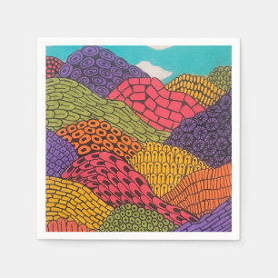 Abstract golvend gebogen kleurpotlood landschap servet