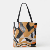 Abstract golvend:  zwart patroon draagtas (Achterkant)