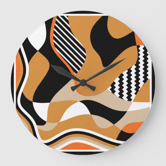 Abstract golvend:  zwart patroon grote klok (Voorkant)