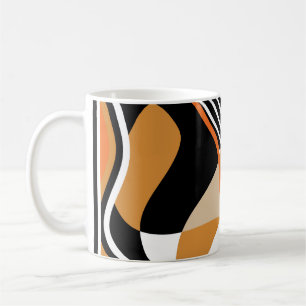 Abstract golvend: zwart patroon koffiemok