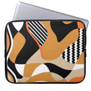 Abstract golvend: zwart patroon laptop sleeve