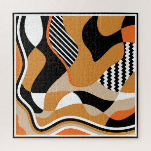 Abstract golvend: zwart patroon legpuzzel