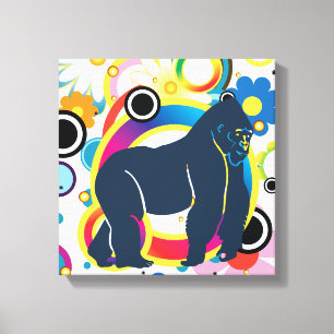 Abstract Gorilla Wrapped Canvas Afdruk