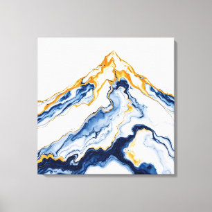 Abstract Goud & Blauwe Marmeren Berg Canvas Kunst
