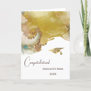 Abstract Goud Blauwgroen Gepersonaliseerd Afstuder Kaart