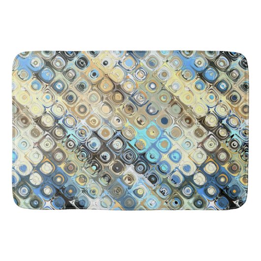 Abstract goud- en blauw patroon badmat (Voorkant)