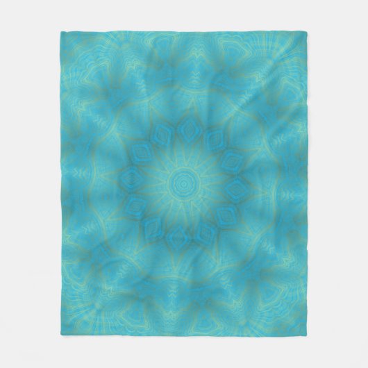 Abstract Goud en Helderblauw Kaleidoscoop Fleece Deken (Voorkant)
