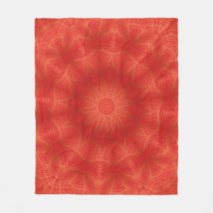 Abstract Goud en Rood Kaleidoscooppatroon Fleece Deken
