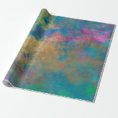 Abstract goud en roze op blauw cadeaupapier (Uitgerold)