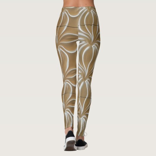 abstract goud- en wit patroon leggings (Achterkant)