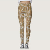 abstract goud- en wit patroon leggings (Voorkant)