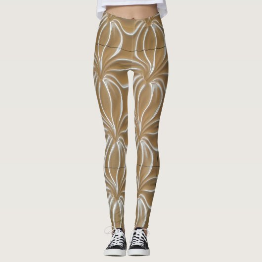 abstract goud- en wit patroon leggings (Voorkant)