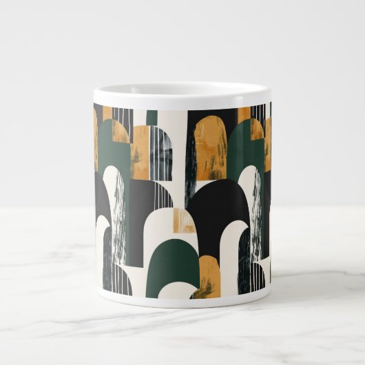 Abstract Goud Groen Zwart-Wit Extra Grote Beker (Voorkant)