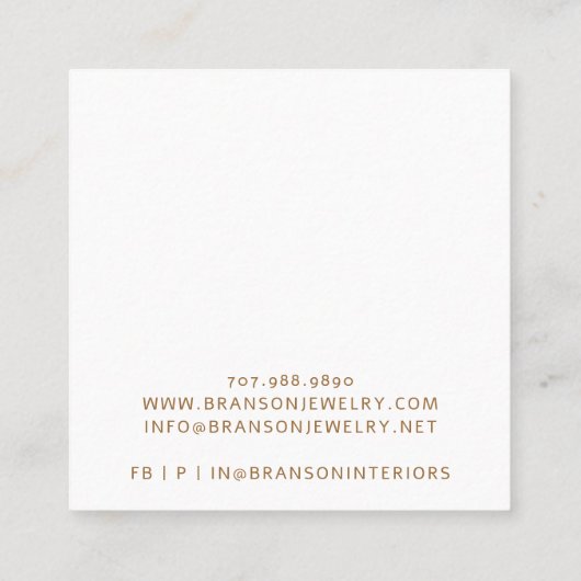 Abstract Goud Roze Sieraden Designer Display Kaart Vierkante Visitekaartje (Achterkant)