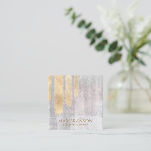 Abstract Goud Roze Sieraden Designer Display Kaart Vierkante Visitekaartje (Staand voorkant)