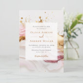 Abstract Goud Roze Uniek Alles in Een QR-bruiloft Kaart (Staand voorkant)