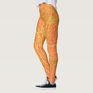 Abstract Goud Sinaasappel Leggings