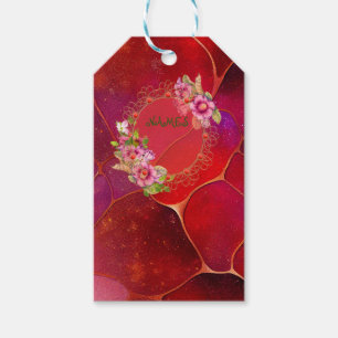 Abstract goud web over paars, violet en magenta cadeaulabel