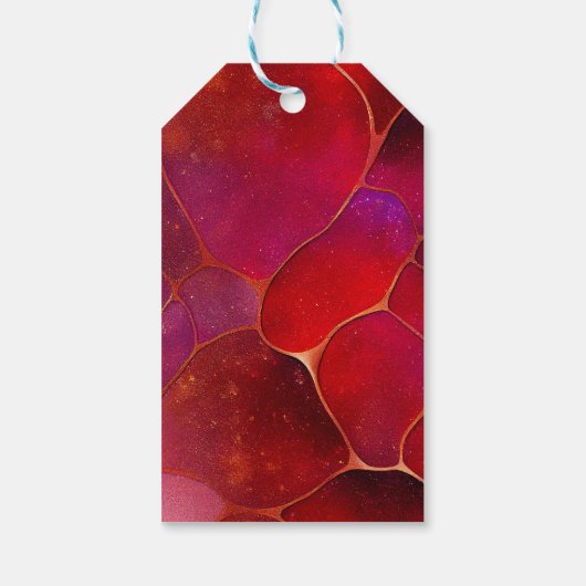 Abstract goud web over paars, violet en magenta cadeaulabel (Achterkant)