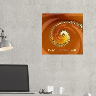 Abstract goudbollen Oranje fractal met citaat Folie Afdrukken