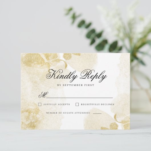 Abstract Gouden Bruiloft RSVP Kaart (Staand voorkant)