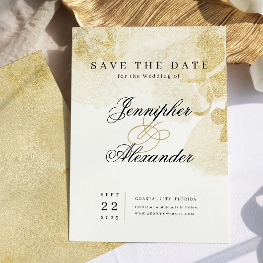 Abstract gouden bruiloft Save The Date Kaart