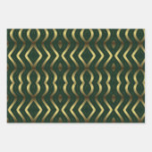 Abstract gouden en smaragdgroene golvende strepen inpakpapier vel (Voorkant)
