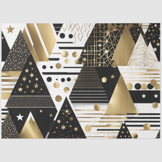 abstract gouden en zwarte driehoeken tissue papier (Voorkant)