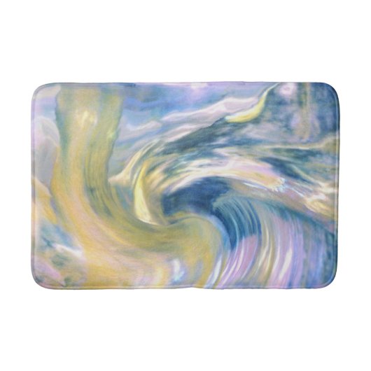 Abstract gouden geel en blauw gestreken Abstract Badmat (Voorkant)