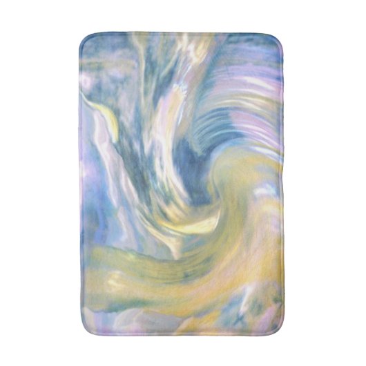 Abstract gouden geel en blauw gestreken Abstract Badmat (Voorkant Verticaal)