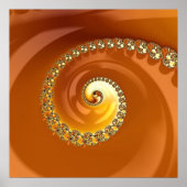 Abstract Gouden Oranje Gradiënt Spiraal Fractal Poster (Voorkant)