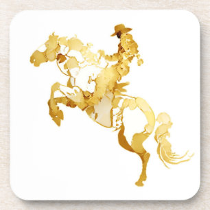 Abstract Gouden Paard en Ruiter Bier Onderzetter