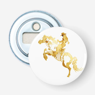 Abstract Gouden Paard en Ruiter Button Flesopener