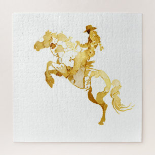Abstract Gouden Paard en Ruiter Legpuzzel