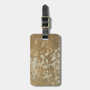 Abstract gouden schilderen met zilverspeckers bagagelabel