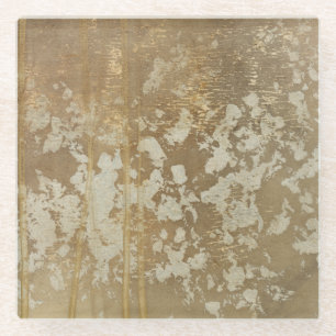 Abstract gouden schilderen met zilverspeckers glazen onderzetter