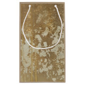 Abstract gouden schilderen met zilverspeckers klein cadeauzakje (Achterkant)