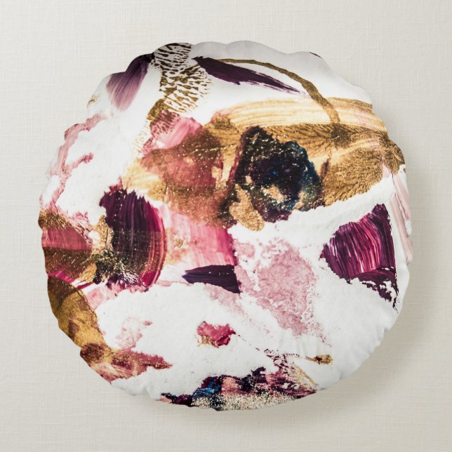 Abstract Gouden Sparkles Creatieve Kunst Rond Kussen (Voorkant)