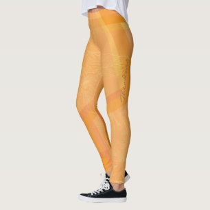 Abstract goudOranje Floral Leggings
