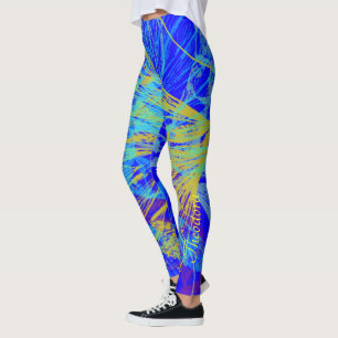 Abstract goudvlinder blauw deeg leggings