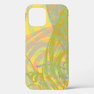 Abstract goudvlinder - Geel blauw deeg iPhone 12 Hoesje