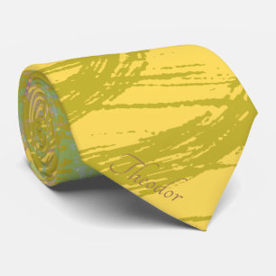 Abstract goudvlinder Geel Blauw Pastel_ Stropdas