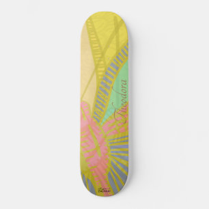 Abstract goudvlinder roze inktpatroon skateboard