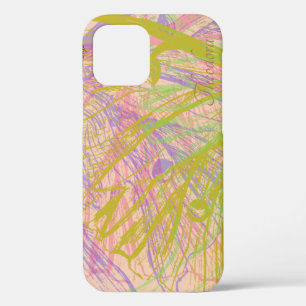 Abstract goudvlinder roze violet iPhone 12 hoesje