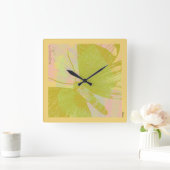 Abstract goudvlinder roze violetpasta vierkante klok (Huis)