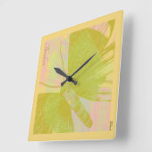 Abstract goudvlinder roze violetpasta vierkante klok (Hoek)